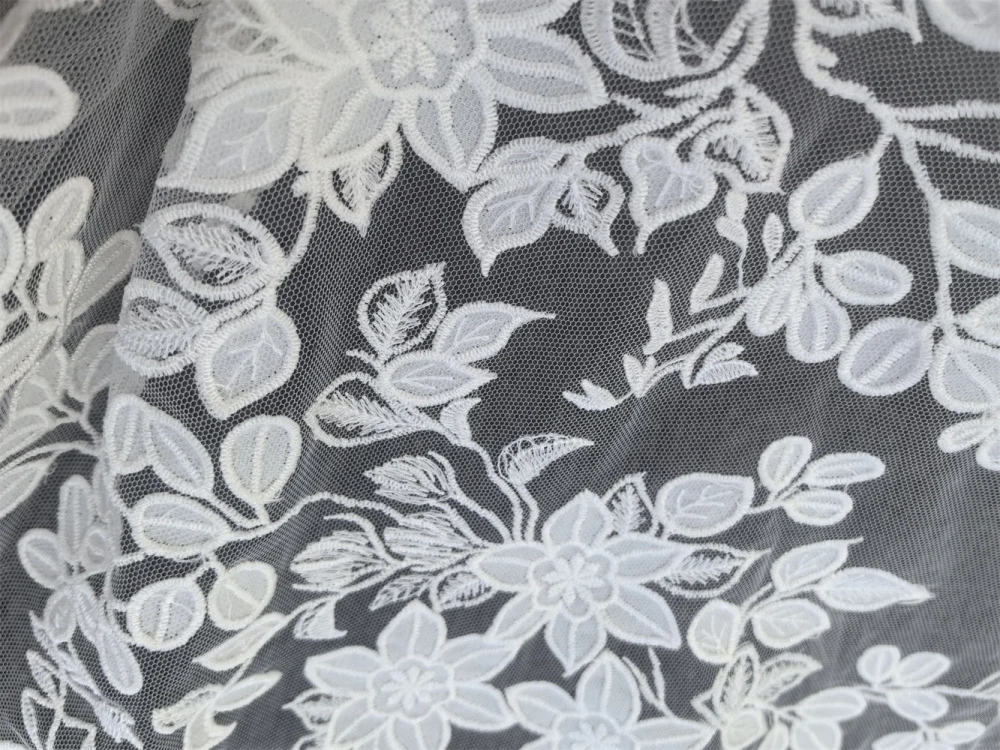 Light Luxury Fabric 2026 Top Quality 5 Yards Handmade White Embroidery Net Lace Beads With Sequins For Party Evening Dresses