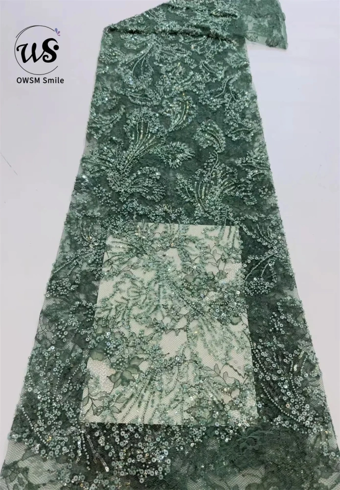 Super Pretty Fabric New  Design Handmade Ivory Beads Sequins Embroidery  Net Lace For Wedding Women Dress Pretty Popular Fringe