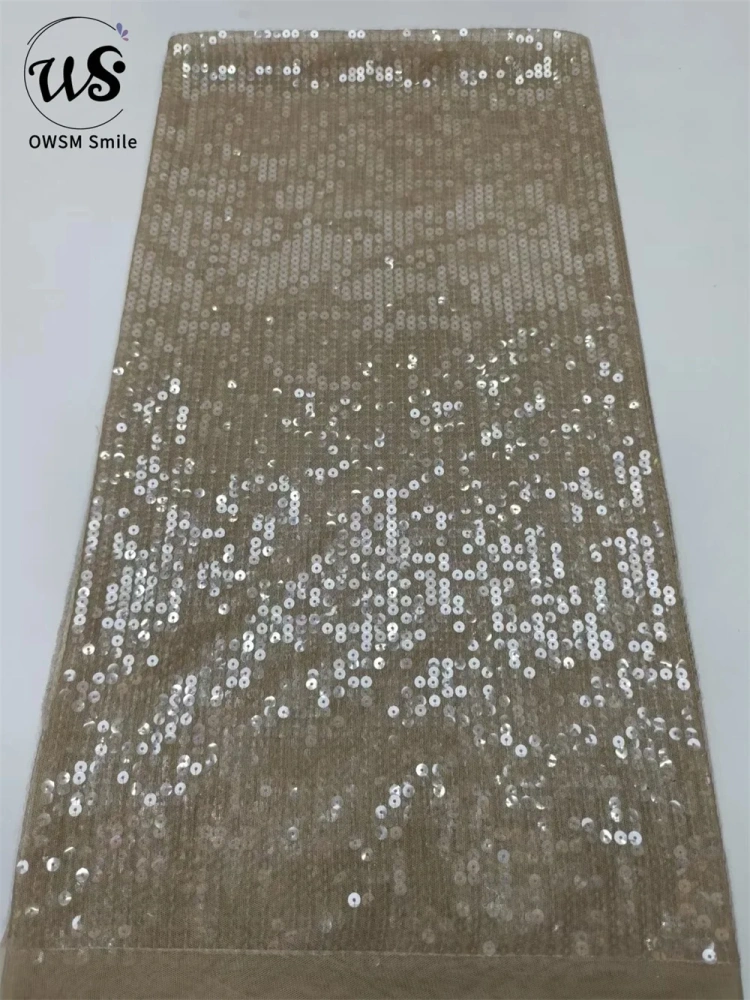 Women's Full Sequins Embroidered Mesh Lace Popular Party Evening Dress Fabric Hot Sale