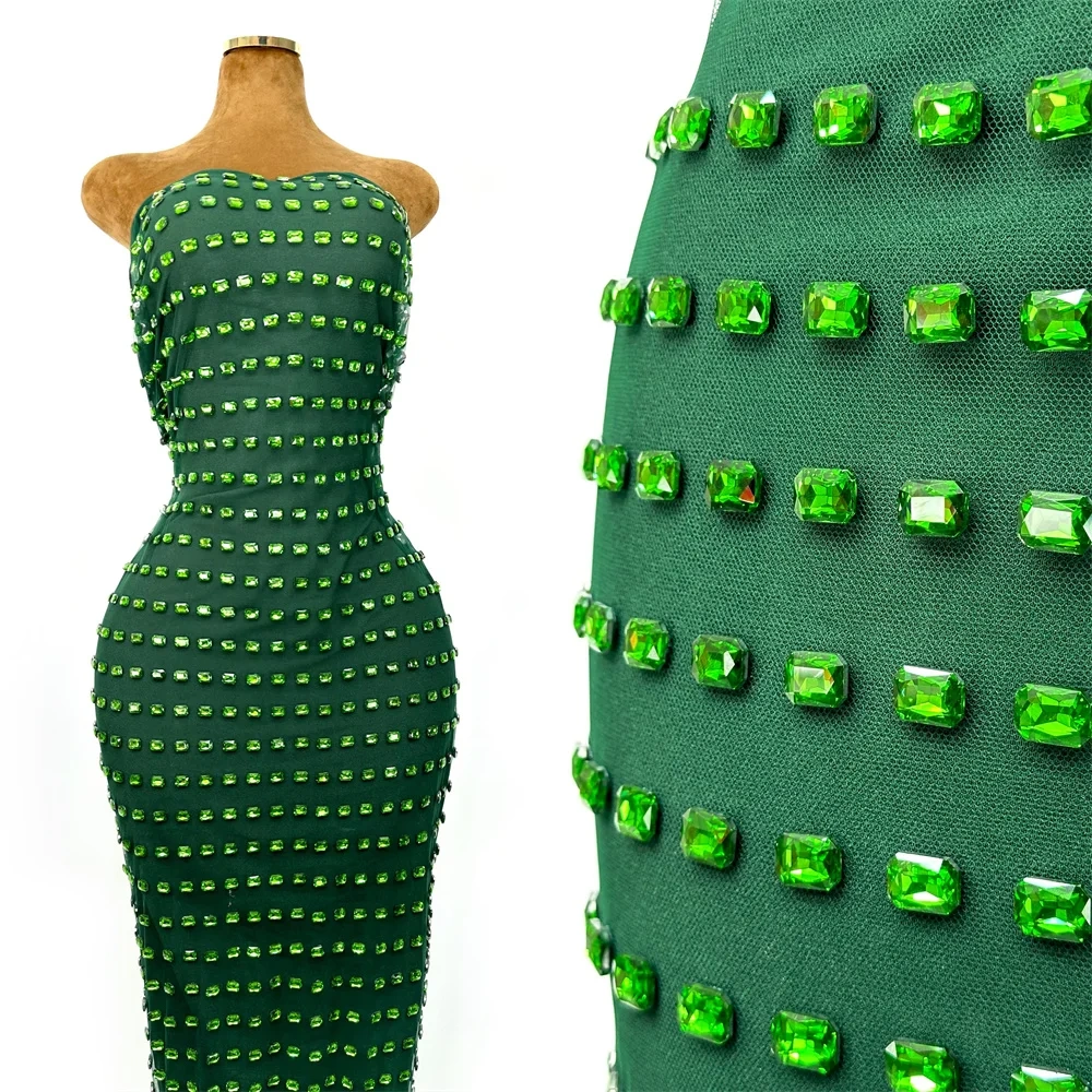 5Y OWSM Fashion Africa Super Top Quality Handmade Rhinestone Net Lace with Beads For Party Evening Dresses in 2024