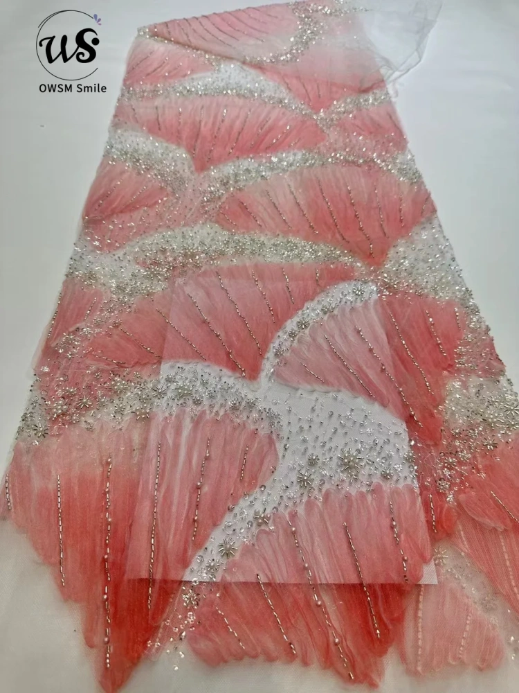 Amazing Gradient Color Mermaid Skirt Design Africa Top Quality 3D Embroider Beads Net Lace Sequins For Women Evening Dresses