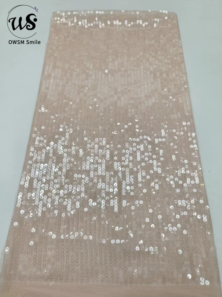 Women's Full Sequins Embroidered Mesh Lace Popular Party Evening Dress Fabric Hot Sale