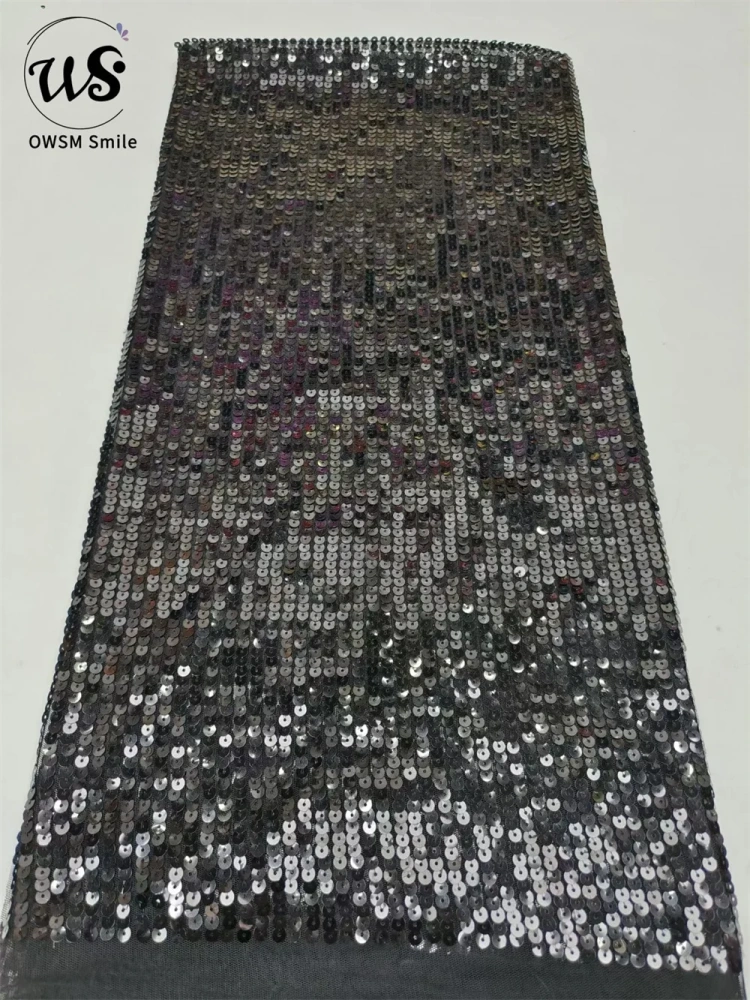 Women's Full Sequins Embroidered Mesh Lace Popular Party Evening Dress Fabric Hot Sale