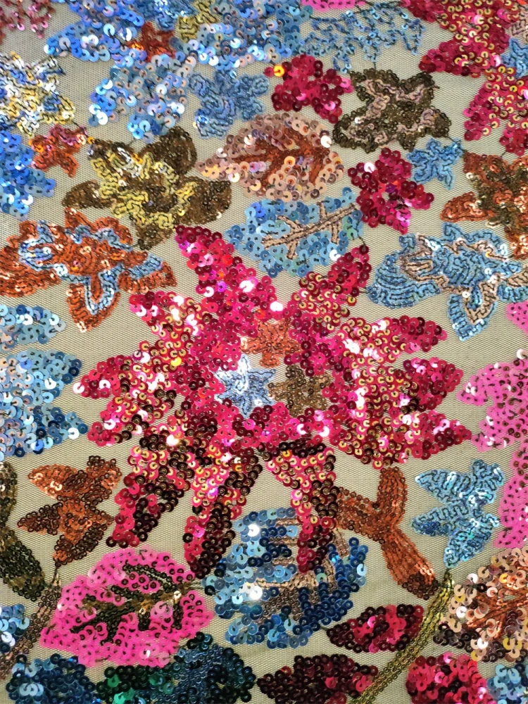 5Y Unique Africa Tassels Design Handmade 3D Flower Embrordered Net Lace With Beads Top Quality Fabric For Party Evening Dress