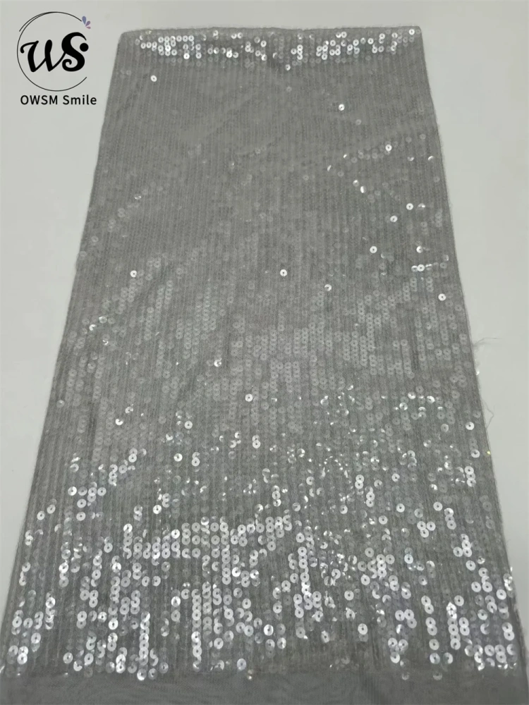 Women's Full Sequins Embroidered Mesh Lace Popular Party Evening Dress Fabric Hot Sale