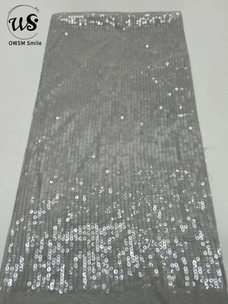 Women's Full Sequins Embroidered Mesh Lace Popular Party Evening Dress Fabric Hot Sale