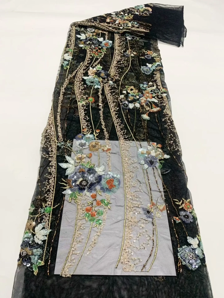 High-end Unique Dignified Noble New Fashion Design Fabric Handmade Embroidery Net Lace Beads For Making Women Wedding  Dress