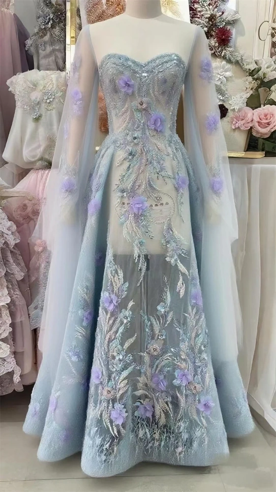 High-end Exquisite Luxury New Fashion Design Fabric Handmade 3D Embroidery Net Lace Beads For Making Women Wedding  Dress