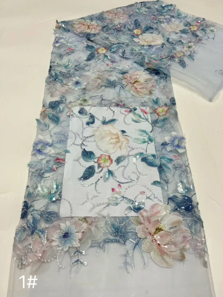 High-end Light Luxury Attractive New Fashion Design Fabric Handmade Embroidery Net Lace Beads For Making Women Wedding  Dress