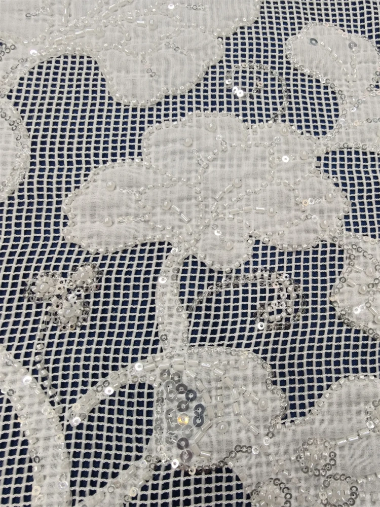 Luxury Elegance Dignified Noble New Fashion Design Fabric Handmade Embroidery Net Lace Beads For Making Women Wedding  Dress