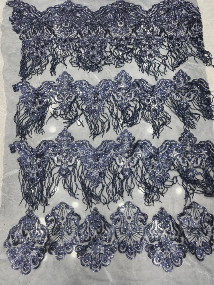 Exquisite Noble Tassel Attractive New Fashion Design Fabric Handmade Embroidery Net Lace Beads For Making Women Wedding  Dress