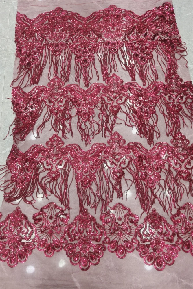 Exquisite Noble Tassel Attractive New Fashion Design Fabric Handmade Embroidery Net Lace Beads For Making Women Wedding  Dress