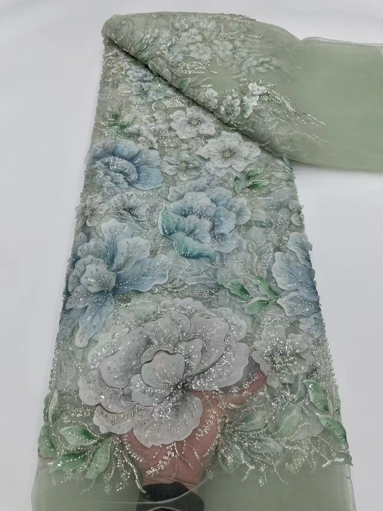 Exquisite Noble Luxury Attractive New Fashion Design Fabric Handmade Embroidery Net Lace Beads For Making Women Wedding  Dress