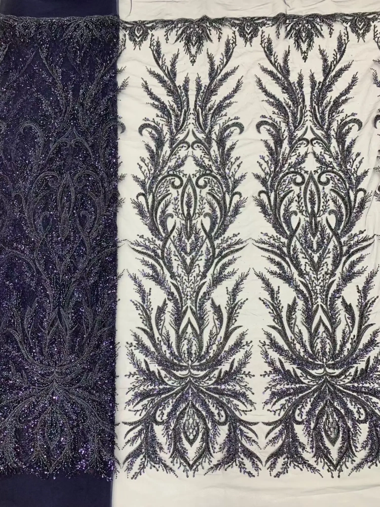 Hot Sale Noble Exquisite High-end New Fashion Design Fabric Handmade Embroidery Net Lace Beads For Making Women Wedding  Dress