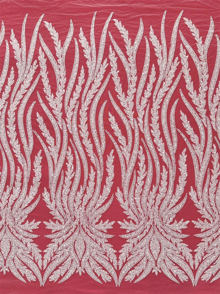 High-end Exquisite Heavy Lndustry New Fashion Design Fabric Handmade Embroidery Net Lace Beads For Making Women Wedding  Dress