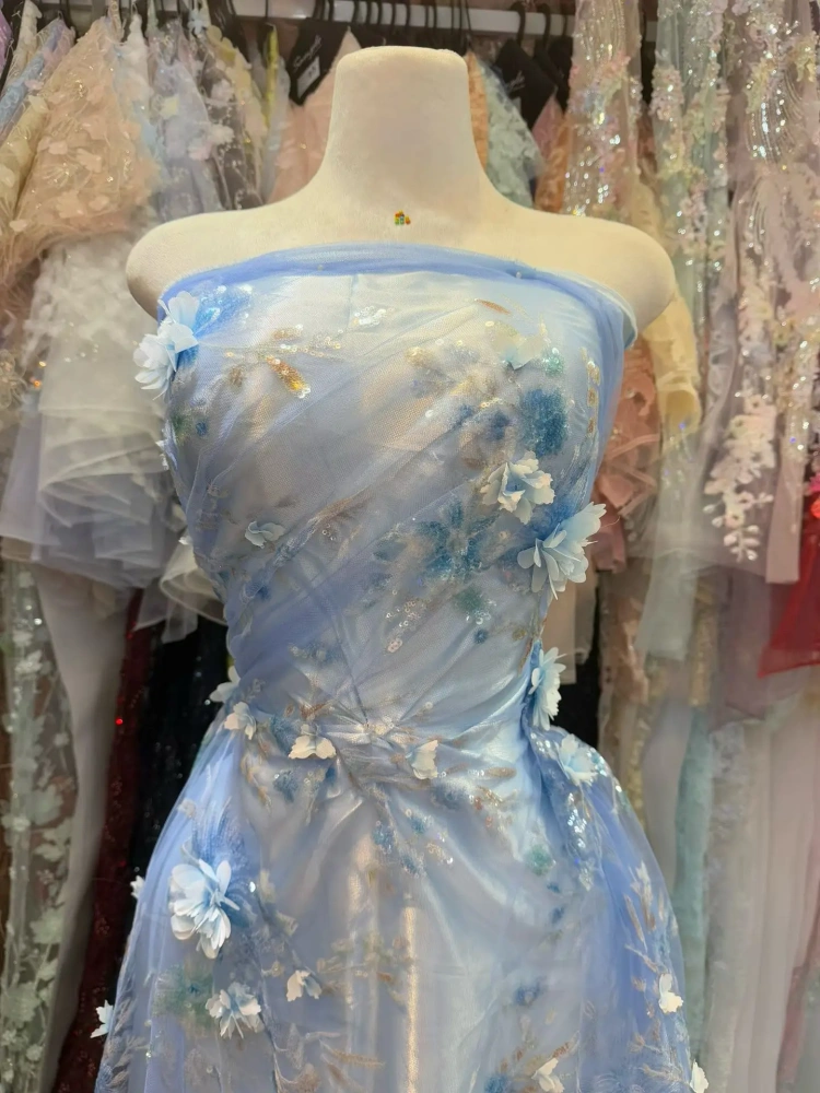 Luxury Exquisite Unique Charm New Fashion Design Fabric Handmade Embroidery Net Lace Beads For Making Women Wedding  Dress