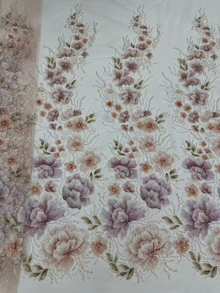 Exquisite Noble Luxury Attractive New Fashion Design Fabric Handmade Embroidery Net Lace Beads For Making Women Wedding  Dress