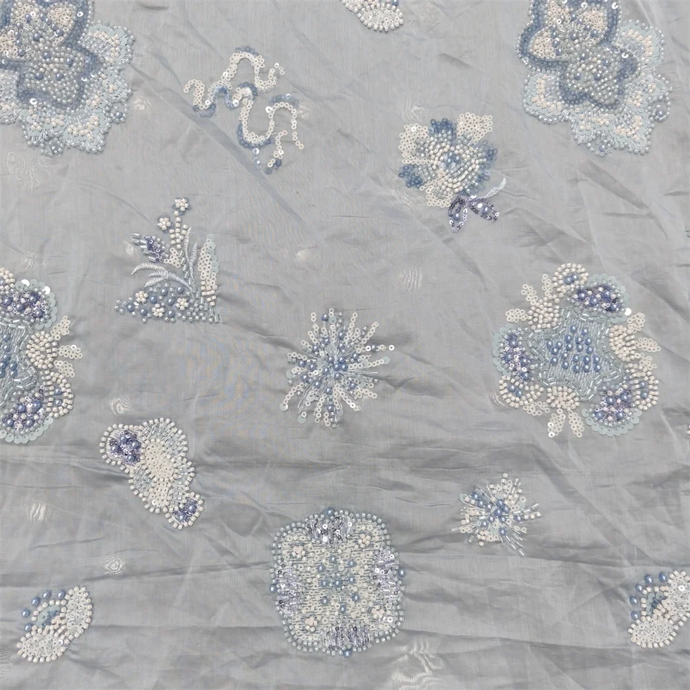 Exquisite Unique Charm Attractive New Fashion Design Fabric Handmade Embroidery Net Lace Beads For Making Women Wedding  Dress