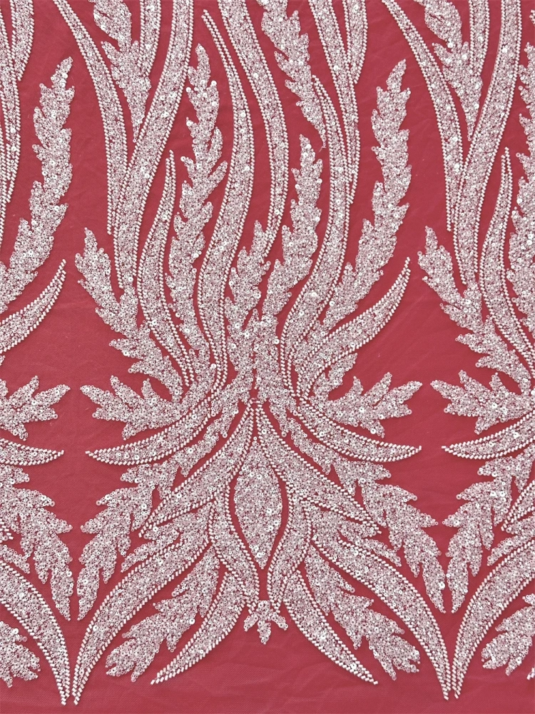 High-end Exquisite Heavy Lndustry New Fashion Design Fabric Handmade Embroidery Net Lace Beads For Making Women Wedding  Dress
