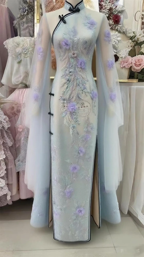 High-end Exquisite Luxury New Fashion Design Fabric Handmade 3D Embroidery Net Lace Beads For Making Women Wedding  Dress