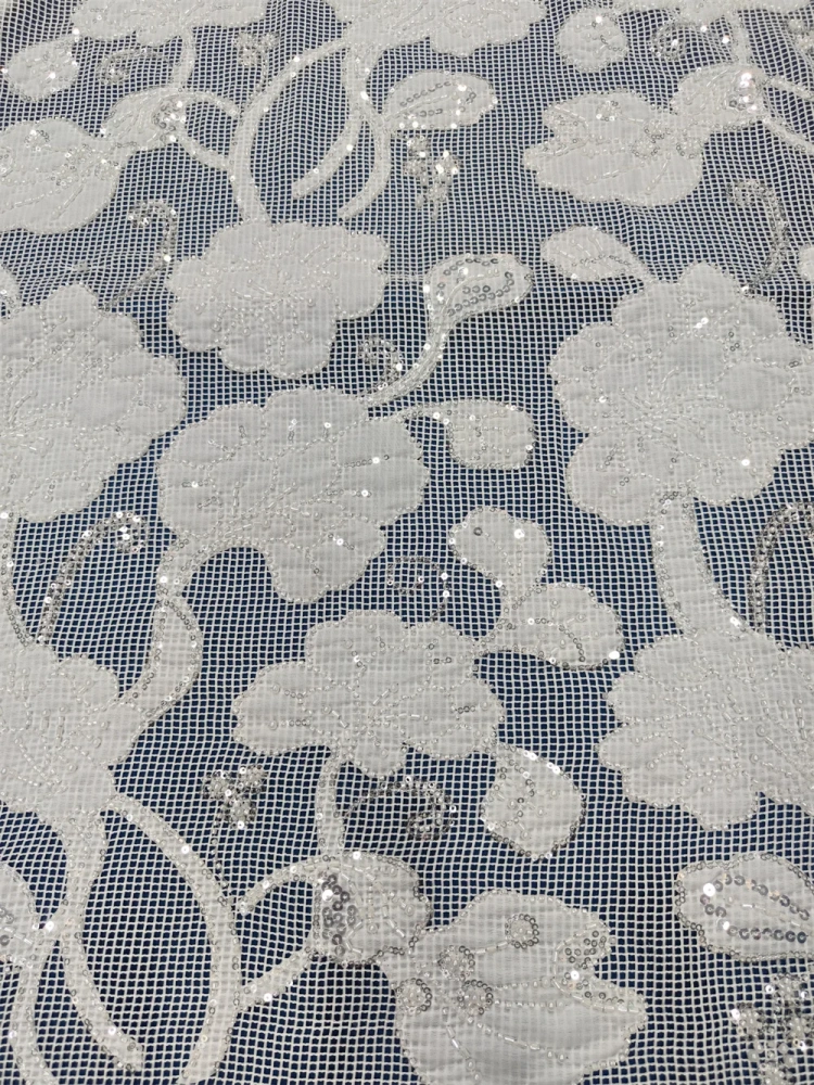 Luxury Elegance Dignified Noble New Fashion Design Fabric Handmade Embroidery Net Lace Beads For Making Women Wedding  Dress
