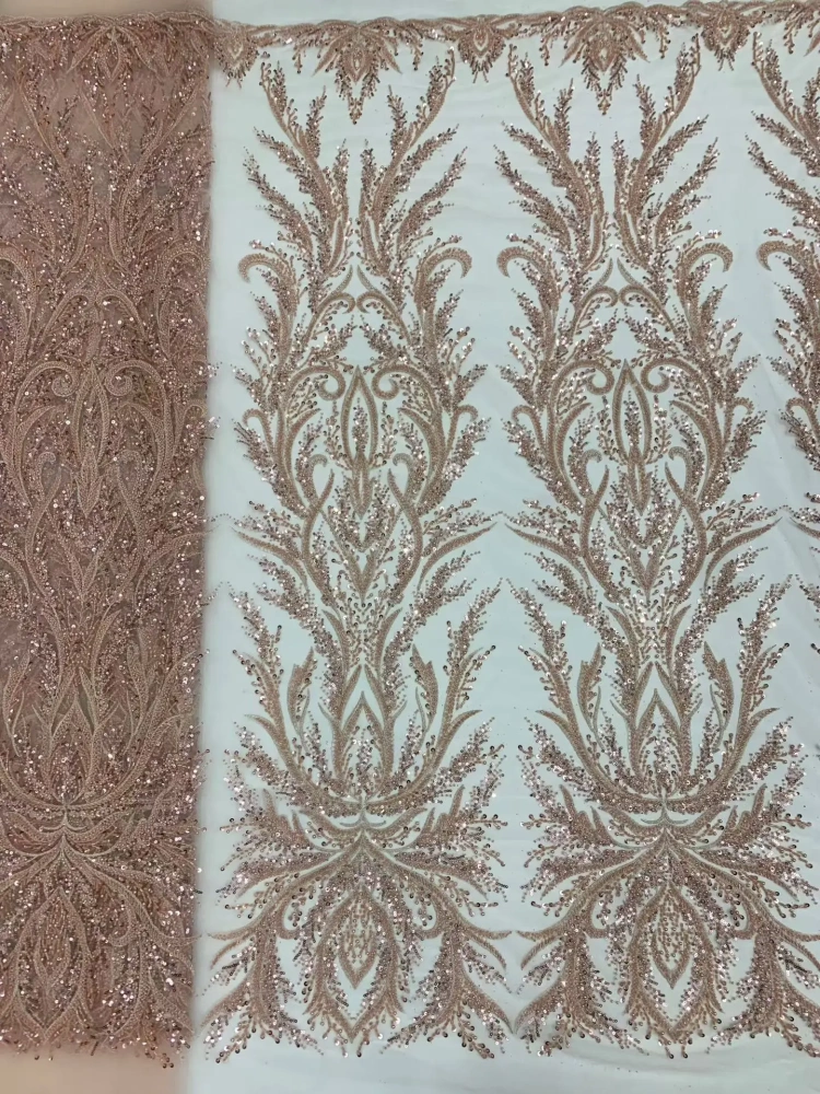 Hot Sale Noble Exquisite High-end New Fashion Design Fabric Handmade Embroidery Net Lace Beads For Making Women Wedding  Dress