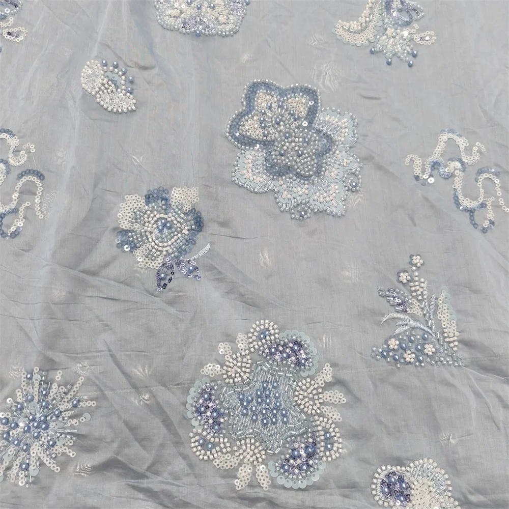 Exquisite Unique Charm Attractive New Fashion Design Fabric Handmade Embroidery Net Lace Beads For Making Women Wedding  Dress