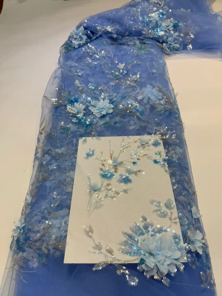 Luxury Exquisite Unique Charm New Fashion Design Fabric Handmade Embroidery Net Lace Beads For Making Women Wedding  Dress