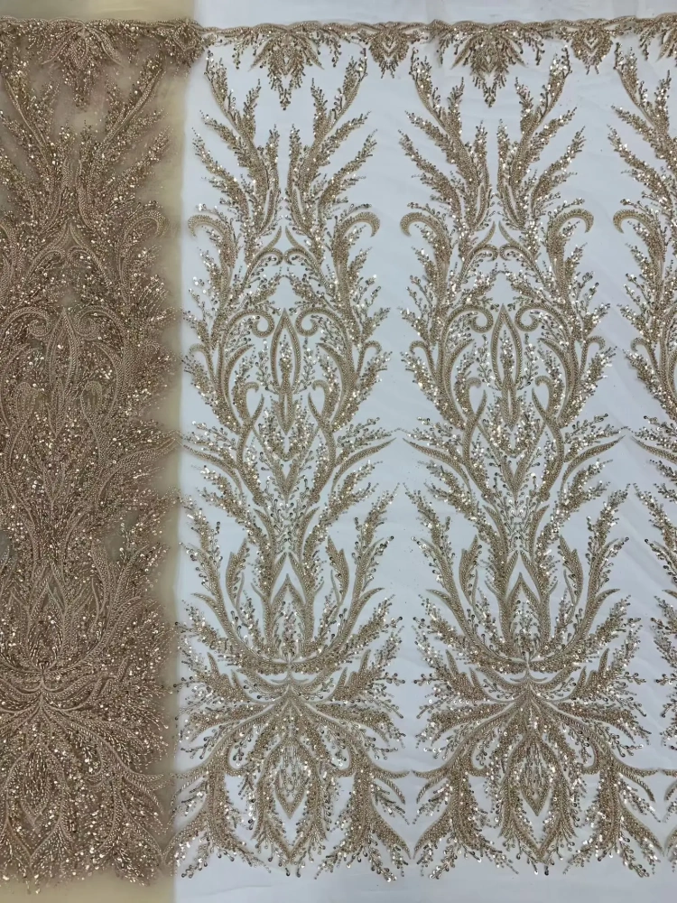 Hot Sale Noble Exquisite High-end New Fashion Design Fabric Handmade Embroidery Net Lace Beads For Making Women Wedding  Dress