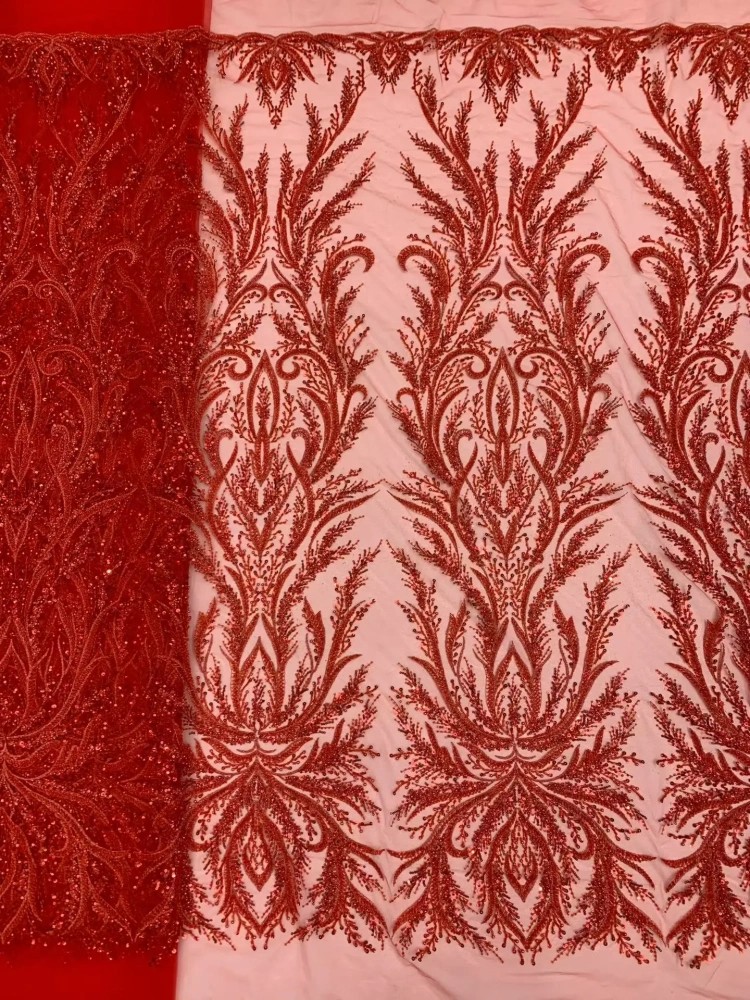Hot Sale Noble Exquisite High-end New Fashion Design Fabric Handmade Embroidery Net Lace Beads For Making Women Wedding  Dress