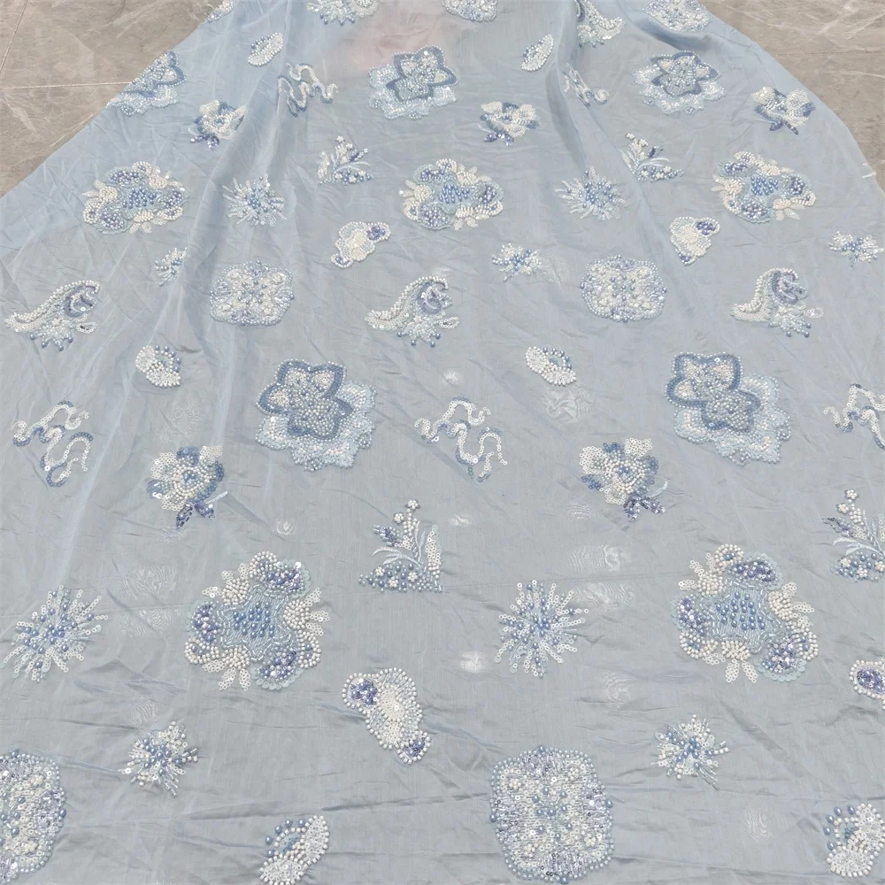 Exquisite Unique Charm Attractive New Fashion Design Fabric Handmade Embroidery Net Lace Beads For Making Women Wedding  Dress