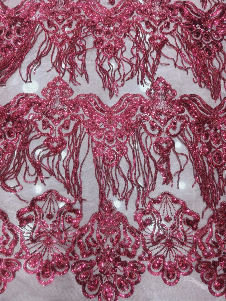Exquisite Noble Tassel Attractive New Fashion Design Fabric Handmade Embroidery Net Lace Beads For Making Women Wedding  Dress