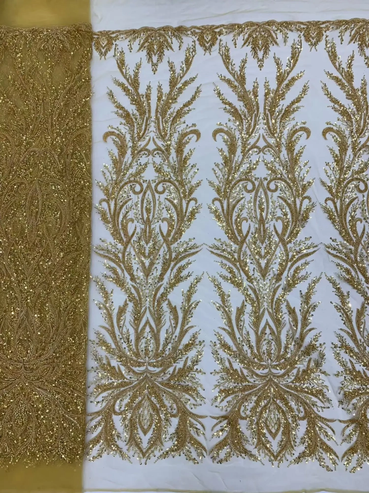 Hot Sale Noble Exquisite High-end New Fashion Design Fabric Handmade Embroidery Net Lace Beads For Making Women Wedding  Dress
