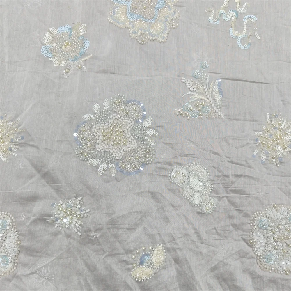 Exquisite Unique Charm Attractive New Fashion Design Fabric Handmade Embroidery Net Lace Beads For Making Women Wedding  Dress