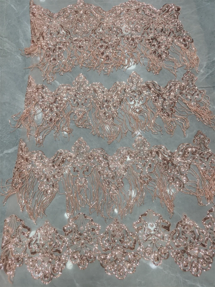 Exquisite Noble Tassel Attractive New Fashion Design Fabric Handmade Embroidery Net Lace Beads For Making Women Wedding  Dress