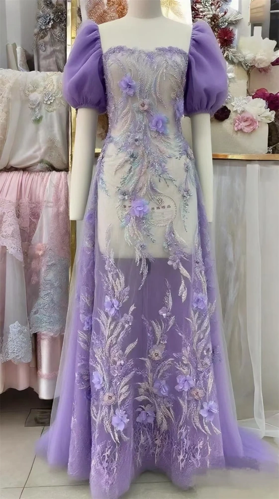 High-end Exquisite Luxury New Fashion Design Fabric Handmade 3D Embroidery Net Lace Beads For Making Women Wedding  Dress