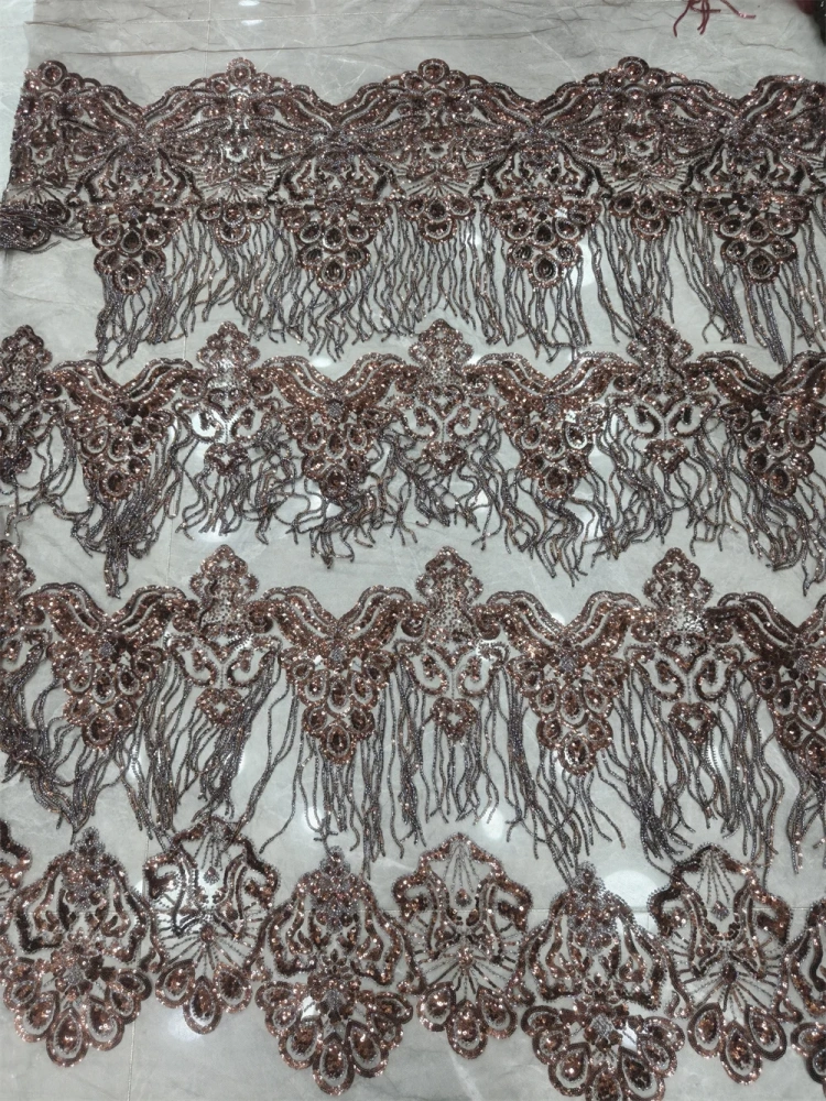Exquisite Noble Tassel Attractive New Fashion Design Fabric Handmade Embroidery Net Lace Beads For Making Women Wedding  Dress