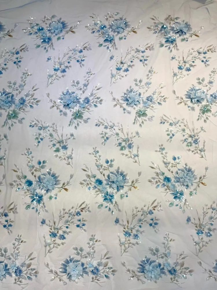 Luxury Exquisite Unique Charm New Fashion Design Fabric Handmade Embroidery Net Lace Beads For Making Women Wedding  Dress