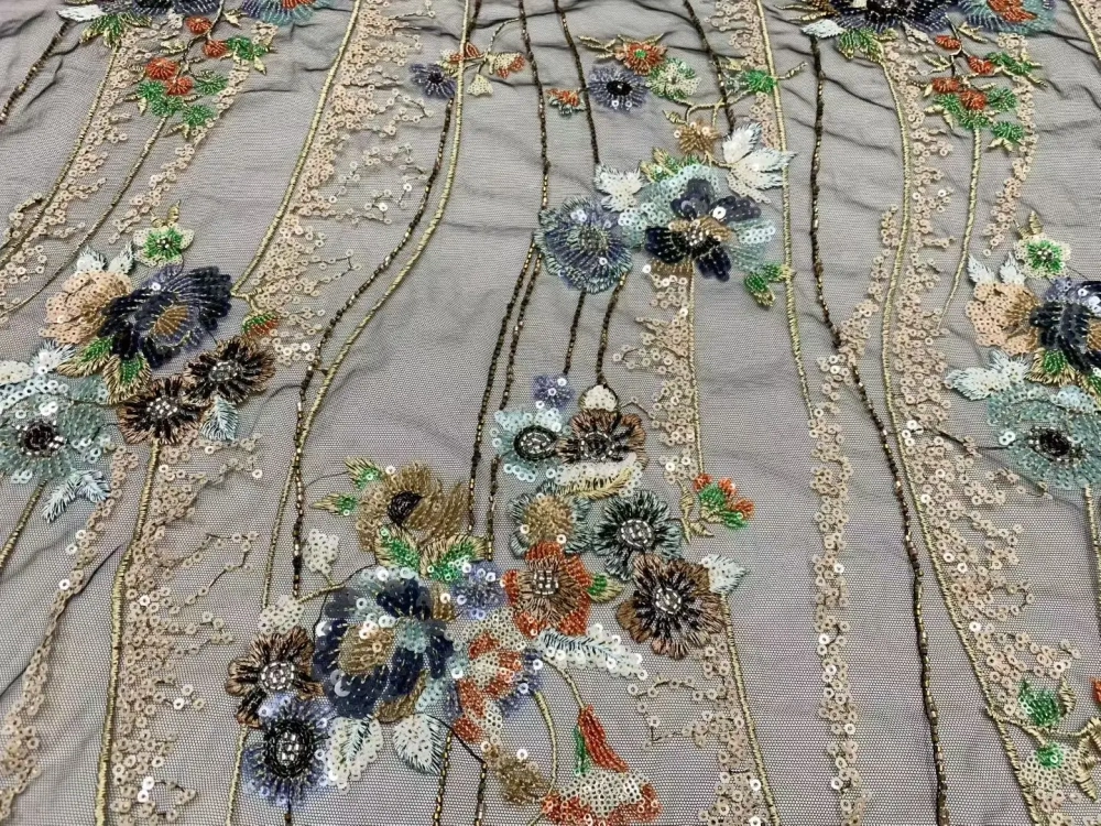High-end Unique Dignified Noble New Fashion Design Fabric Handmade Embroidery Net Lace Beads For Making Women Wedding  Dress