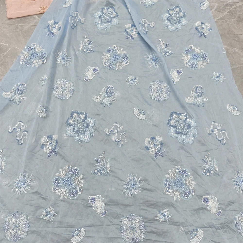 Exquisite Unique Charm Attractive New Fashion Design Fabric Handmade Embroidery Net Lace Beads For Making Women Wedding  Dress