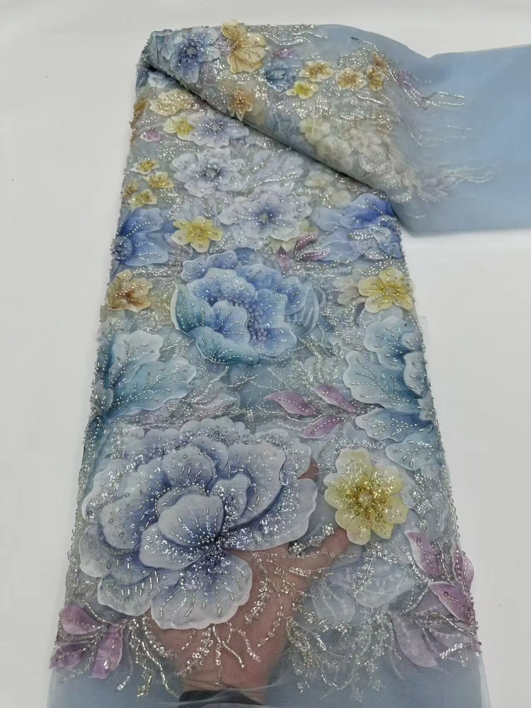 Exquisite Noble Luxury Attractive New Fashion Design Fabric Handmade Embroidery Net Lace Beads For Making Women Wedding  Dress