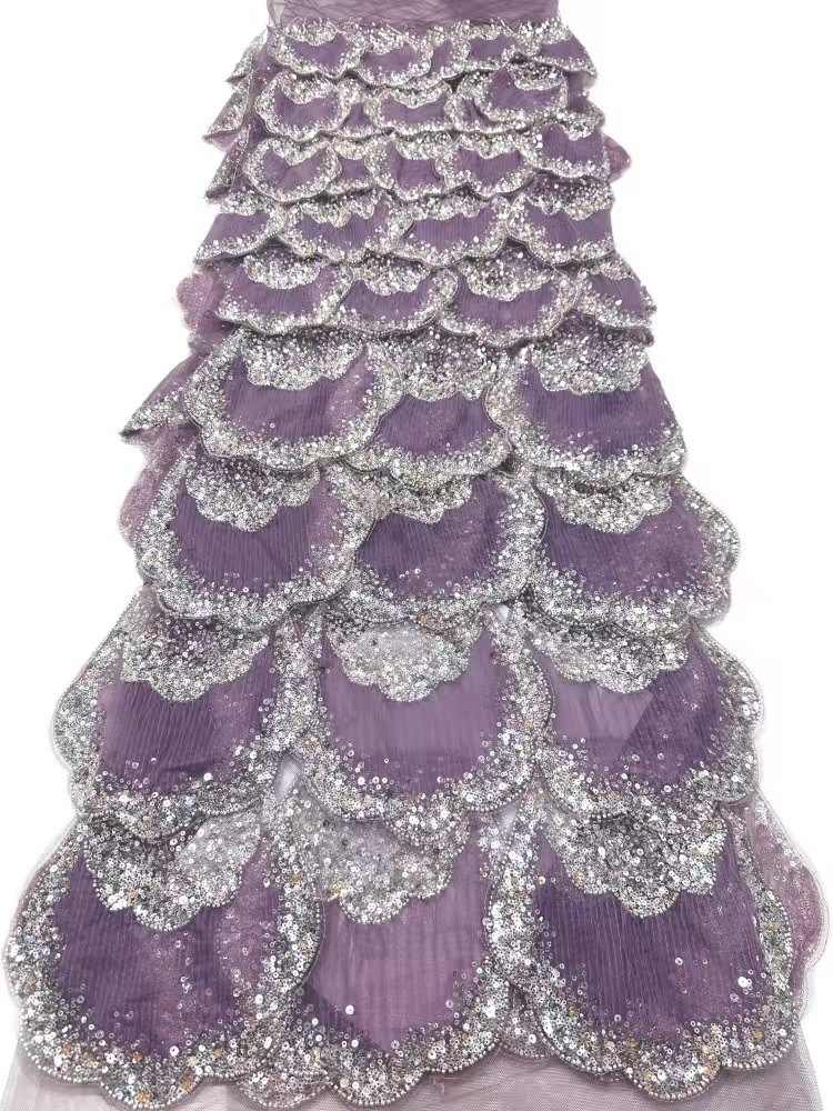 Luxury Noble Exquisite High-end New Fashion Design Fabric Handmade Embroidery Net Lace Beads For Making Women Wedding  Dress