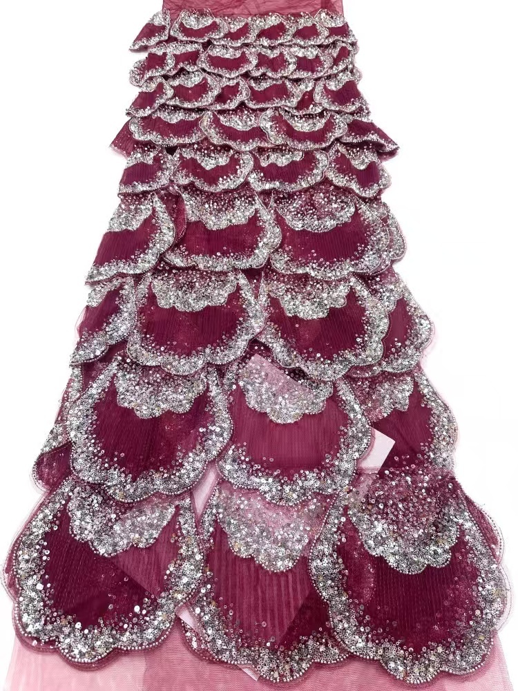 Luxury Noble Exquisite High-end New Fashion Design Fabric Handmade Embroidery Net Lace Beads For Making Women Wedding  Dress