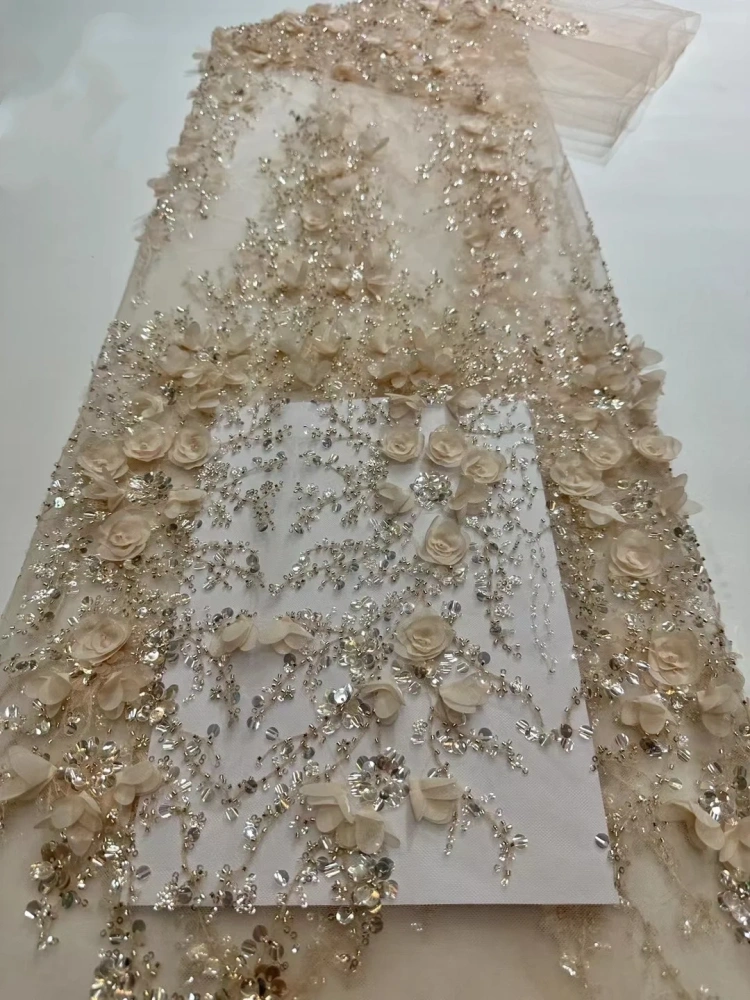 Women's 3D Collective Flowers Embroidery Lace Dress Party Evening Dress Exquisite Beads Sequin Top Quality Latest Hot Selling 5Y