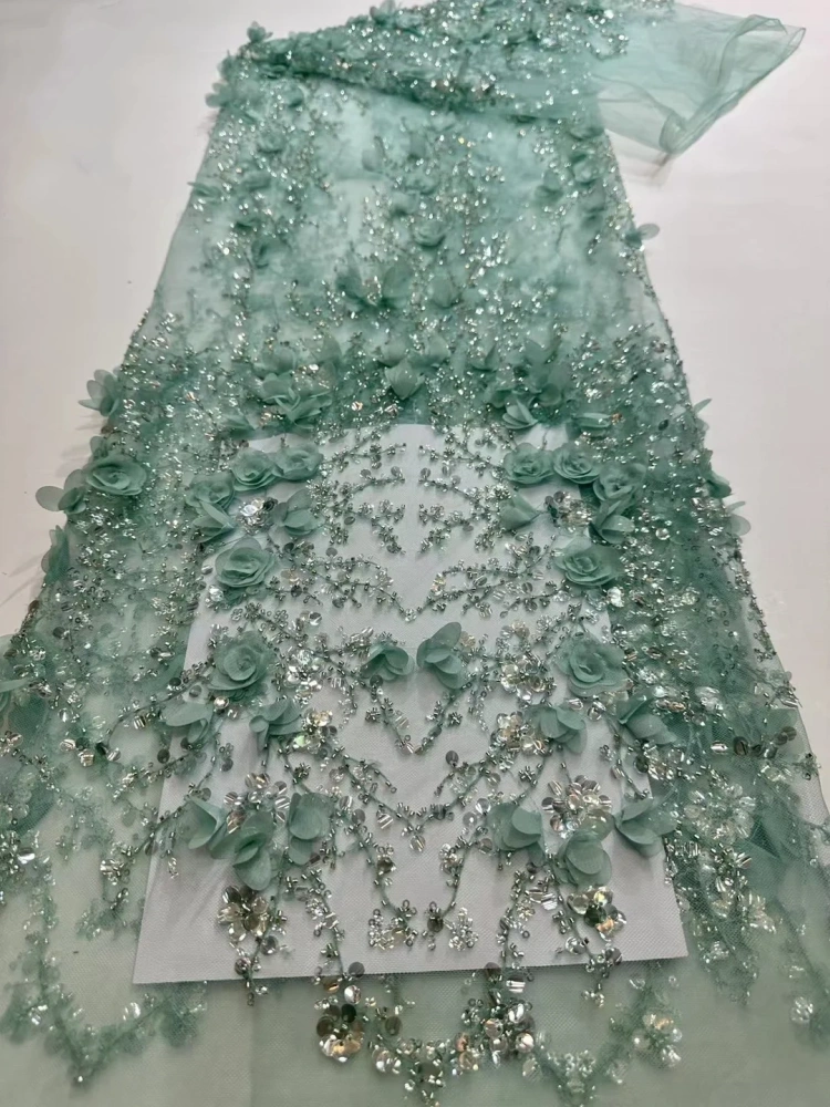 Women's 3D Collective Flowers Embroidery Lace Dress Party Evening Dress Exquisite Beads Sequin Top Quality Latest Hot Selling 5Y