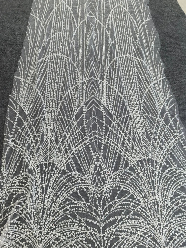 Exquisite Dignified Light Luxury New Fashion Design Fabric Handmade Embroidery Net Lace Beads For Making Women Wedding  Dress