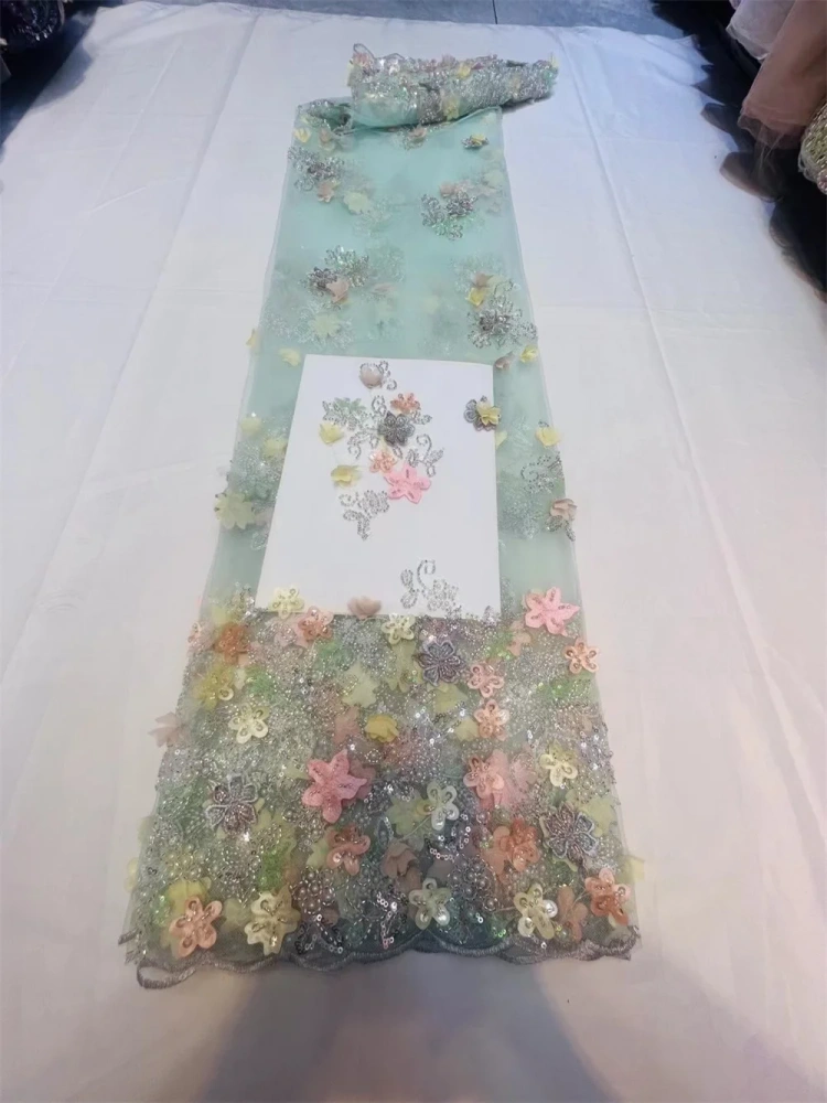Dignified Unique Charm Exquisite New Fashion Design Fabric Handmade 3D Embroidery Net Lace Beads For Making Women Wedding  Dress
