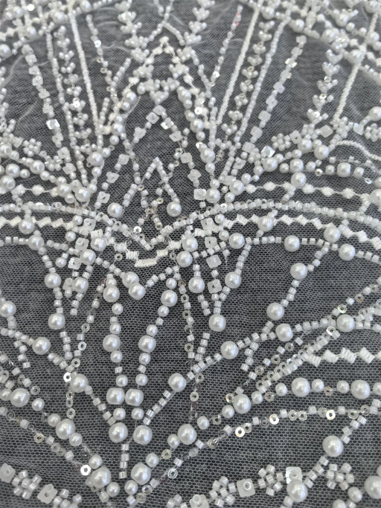Exquisite Dignified Light Luxury New Fashion Design Fabric Handmade Embroidery Net Lace Beads For Making Women Wedding  Dress