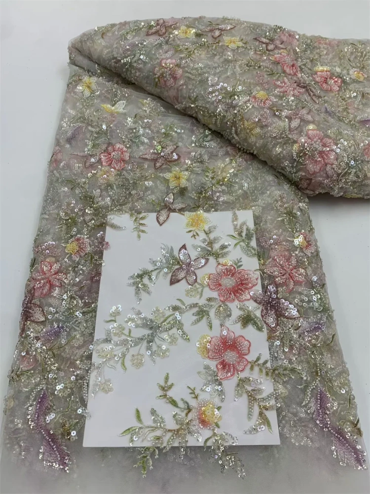 Dignified Luxury High-end Exquisite New Fashion Design Fabric Handmade Embroidery Net Lace Beads For Making Women Wedding  Dress