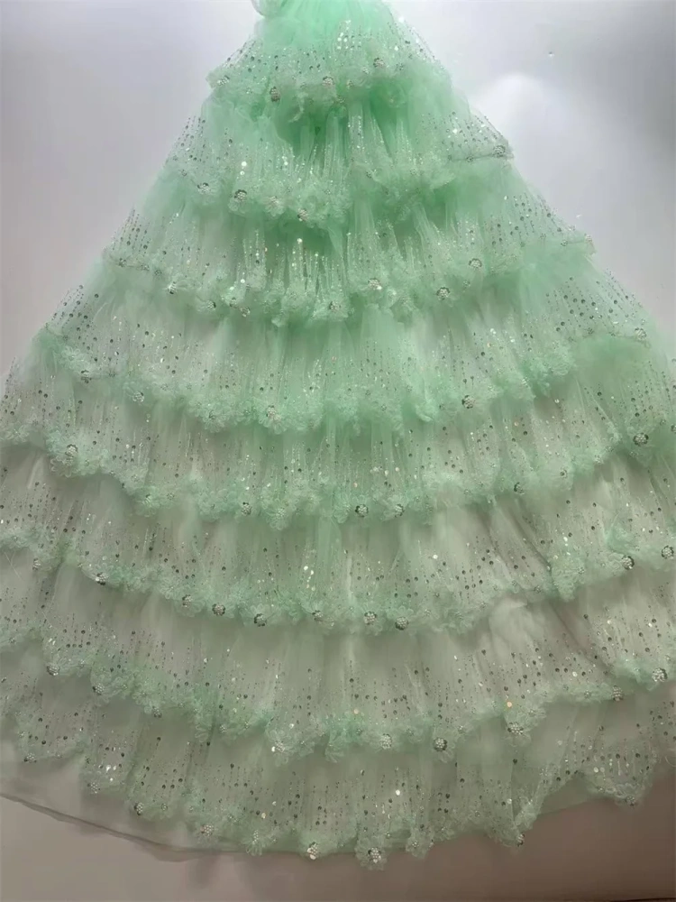 Unique charm High-end Elegance New Fashion Design Fabric Handmade 3D Embroidery Net Lace Beads For Making Women Wedding  Dress